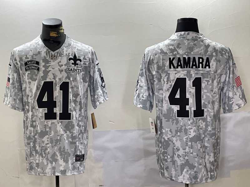 Mens New Orleans Saints #41 Alvin Kamara Arctic Camo 2024 FUSE Salute to Service Limited Stitched Jersey Dzhi